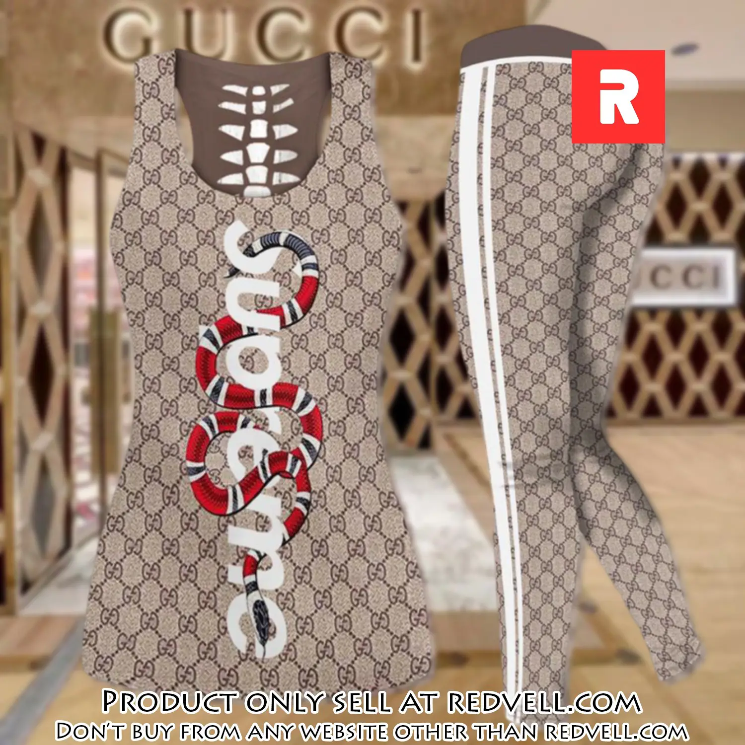 Gucci supreme snake tank top leggings set luxury brand for women yoga gym rv4820345